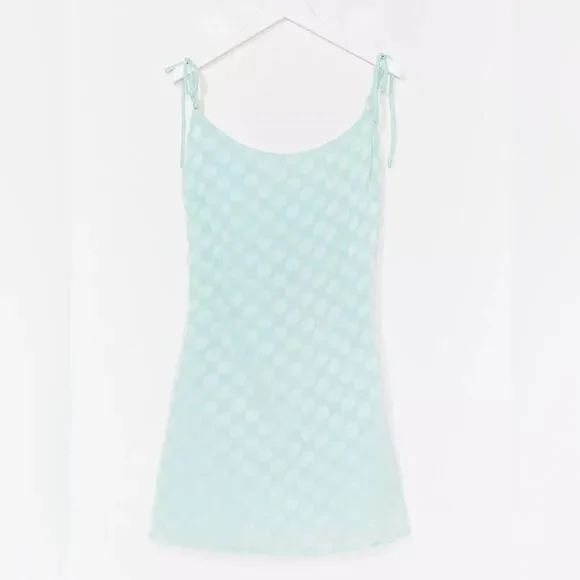 Nasty Gal Jacquard Polka Dot Mini Satin Slip Dress - Picture 2 of 8